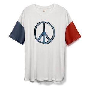 Goumi Oversized Adult Tee Shirt Peace Sign Size XS-Small Bamboo & Organic Cotton